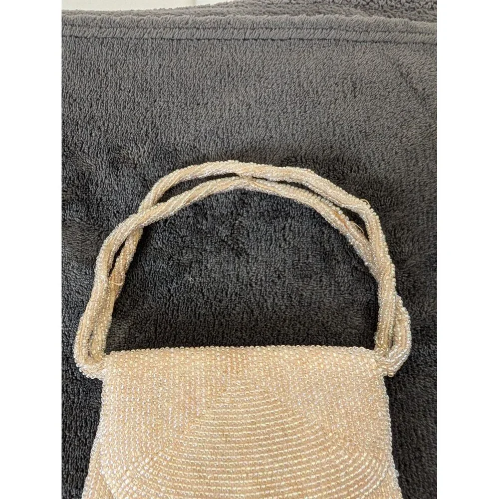 Vintage Midcentury Richere Bag by Walborg Japan Mini‎ Cream Beaded Handbag